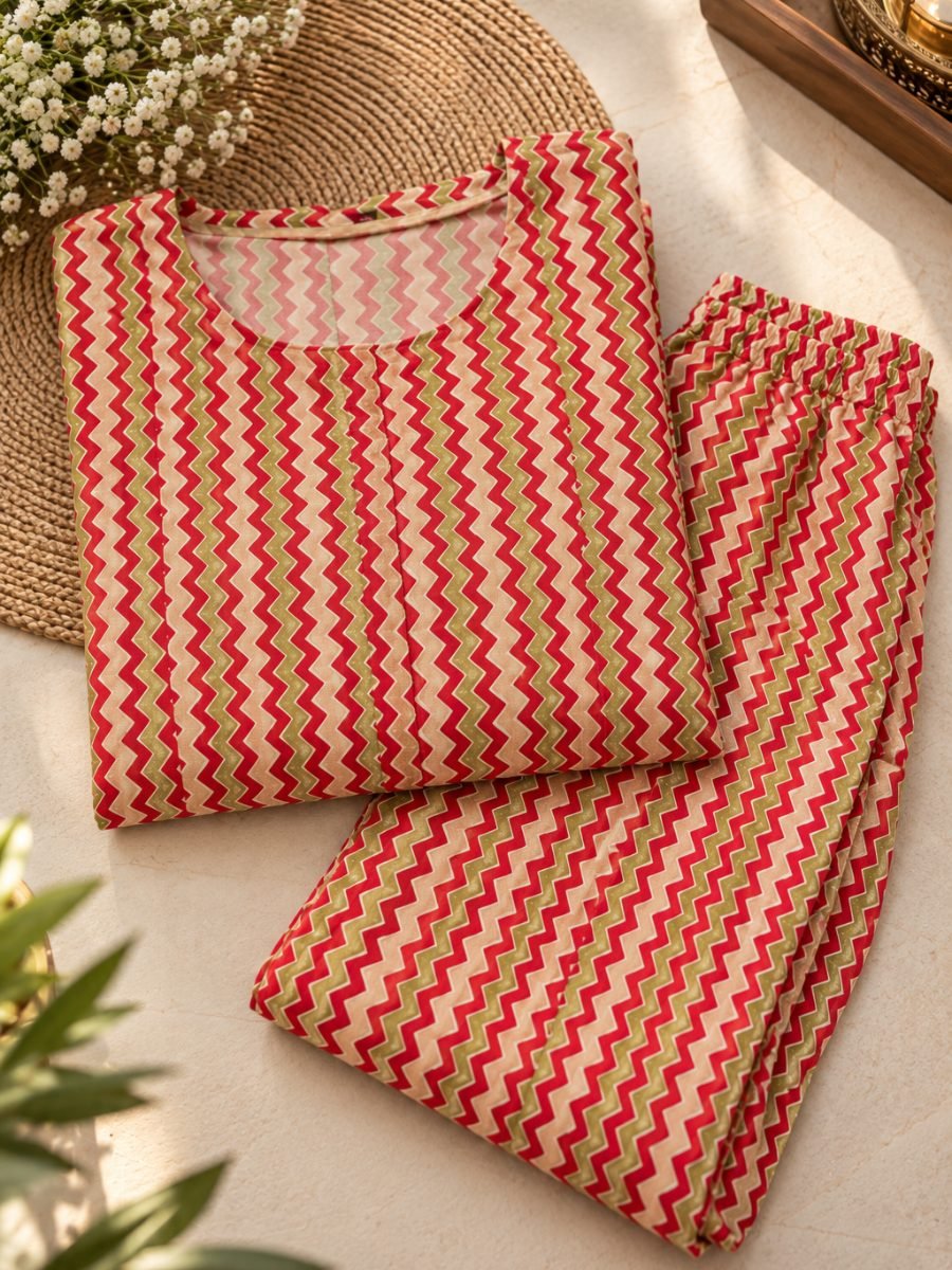 Rangrez Chevron Printed Kurta Pant Set
