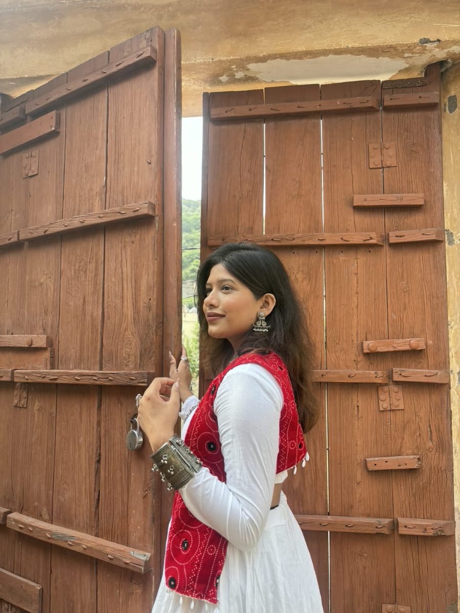 Raas Rani Cotton Lehenga & Velvet Jacket Set