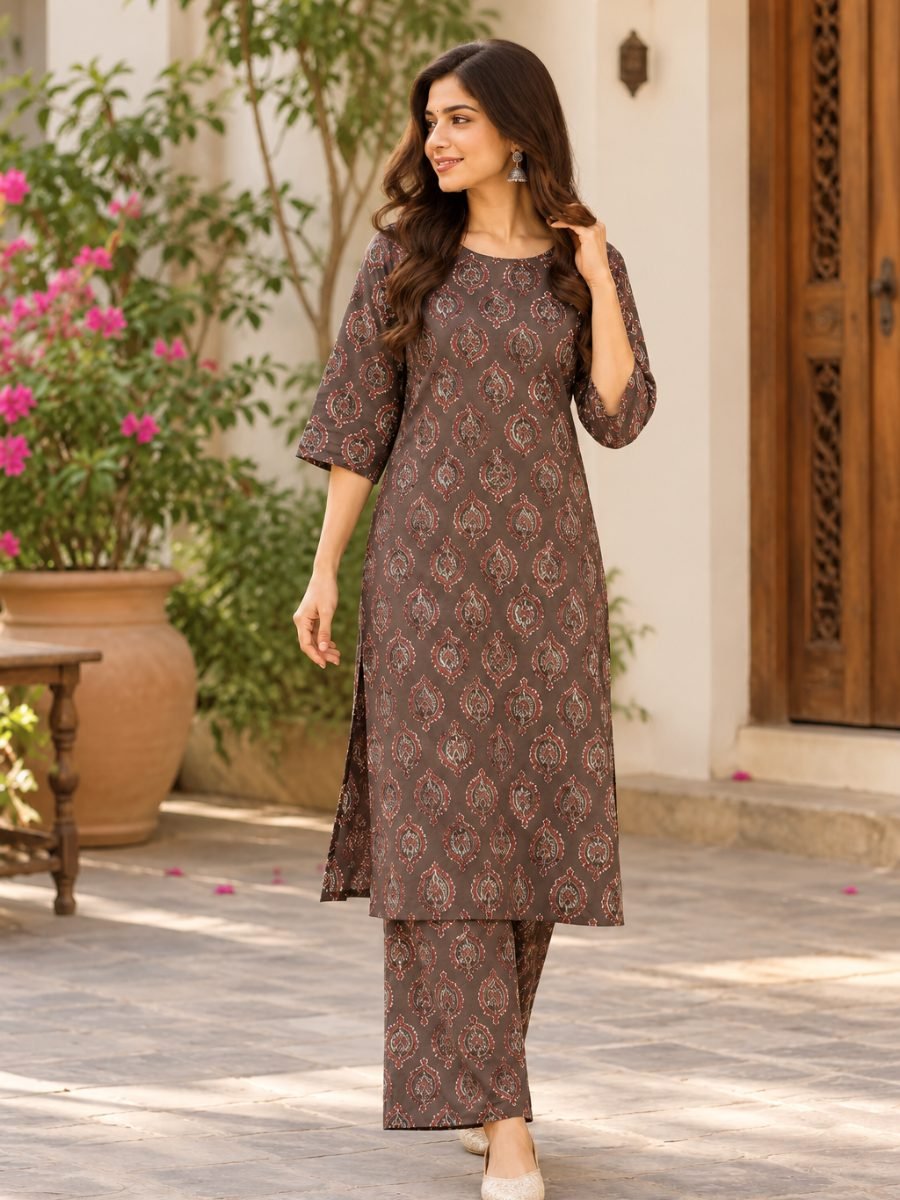 Zariya Ajrakh Printed Kurta Pant Set