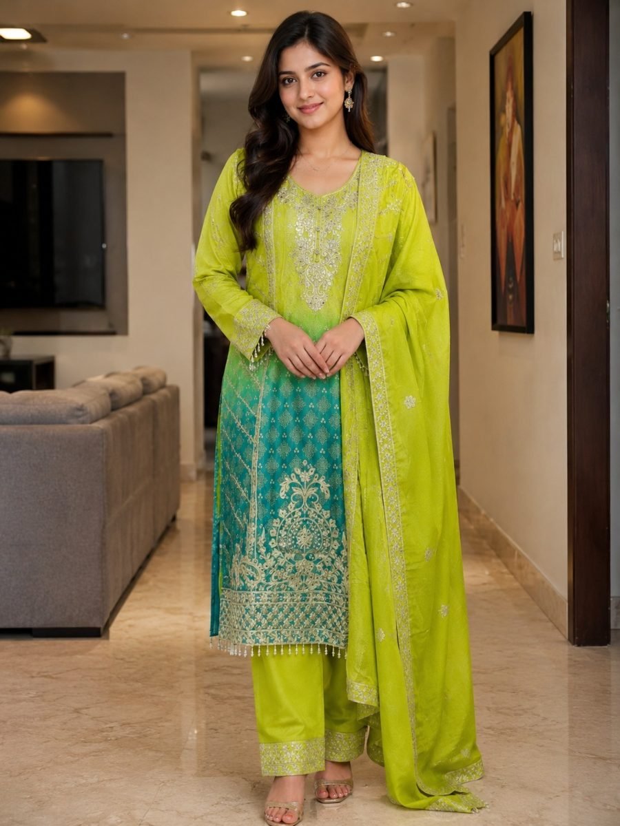 Mehreen Dual Tone Chinnon Pakistani Suit