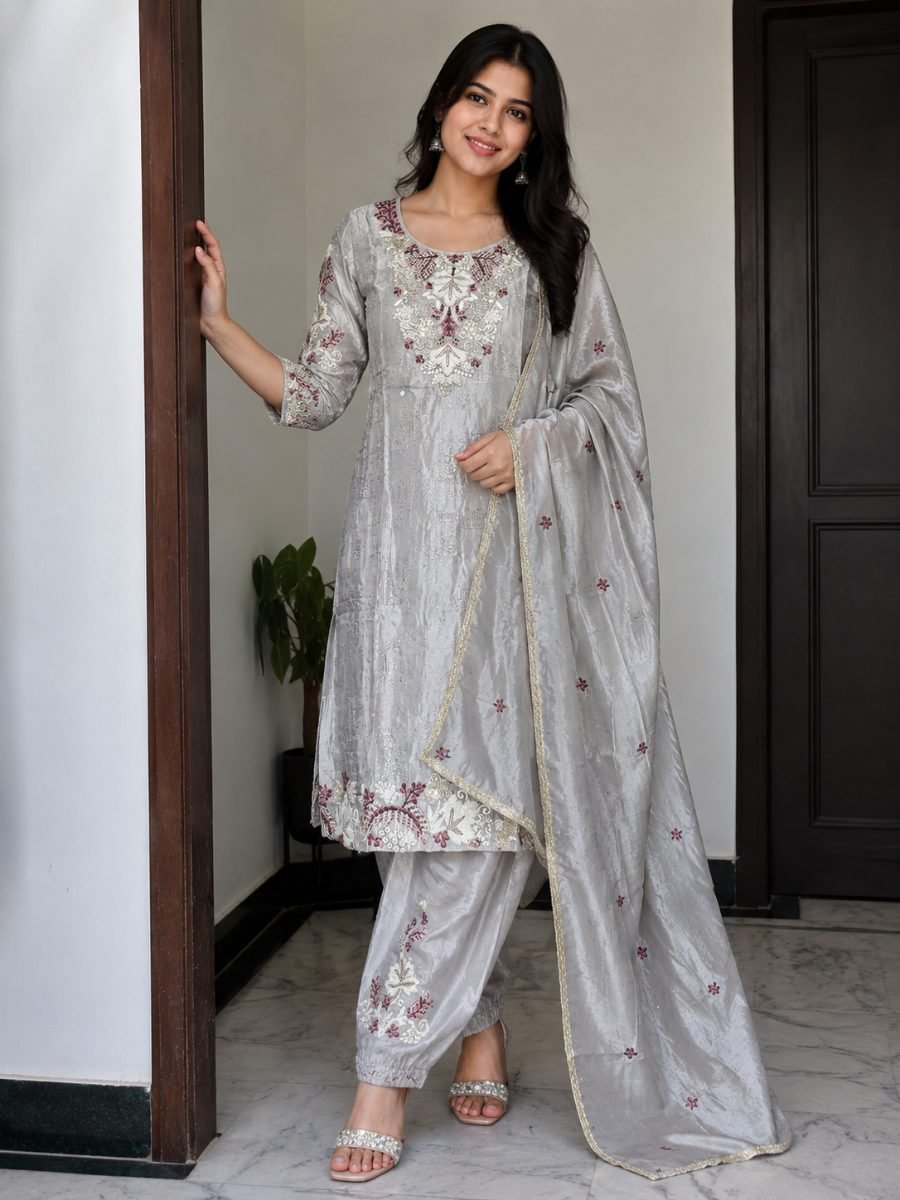 Chaandni Farshi Embroidered Chinon Suit Set