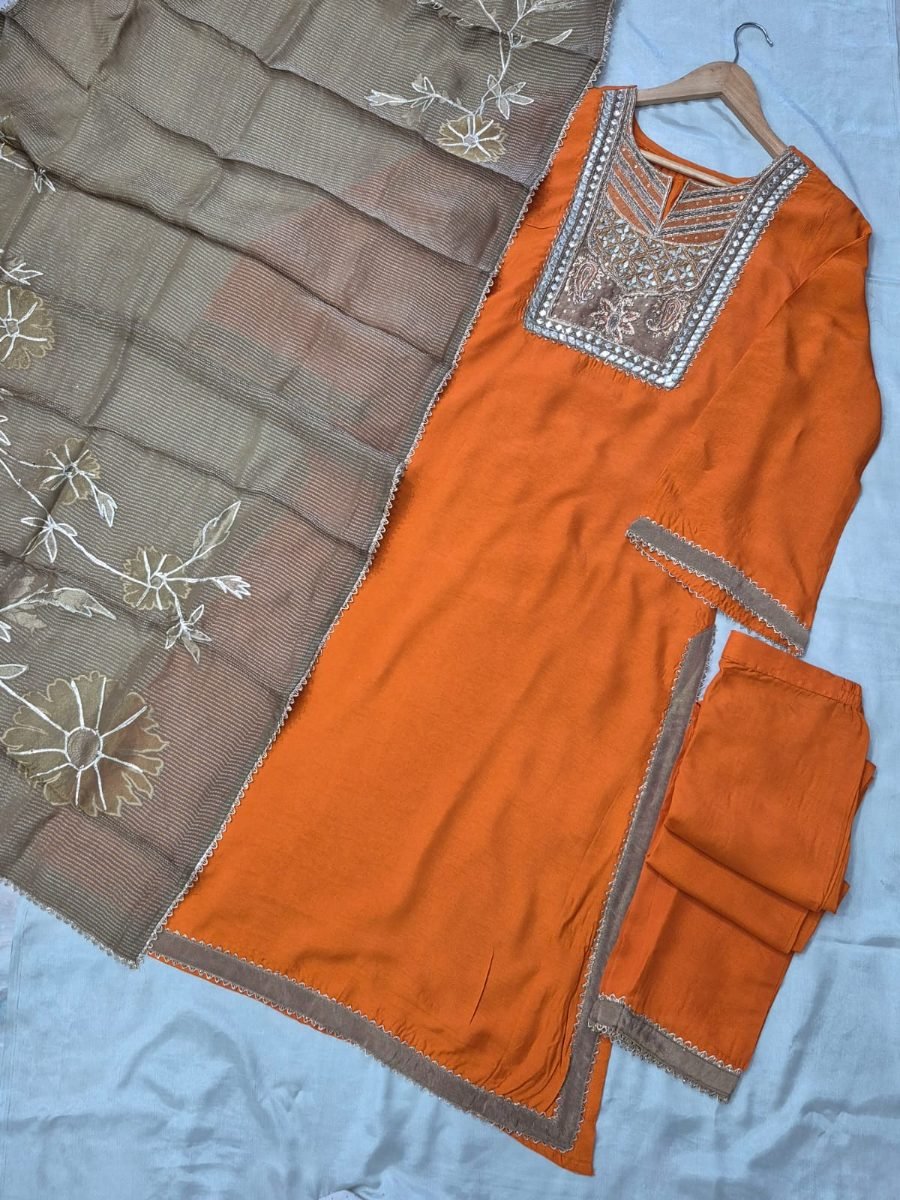 Kesari Mehr Russian Silk 3-Piece Suit Set