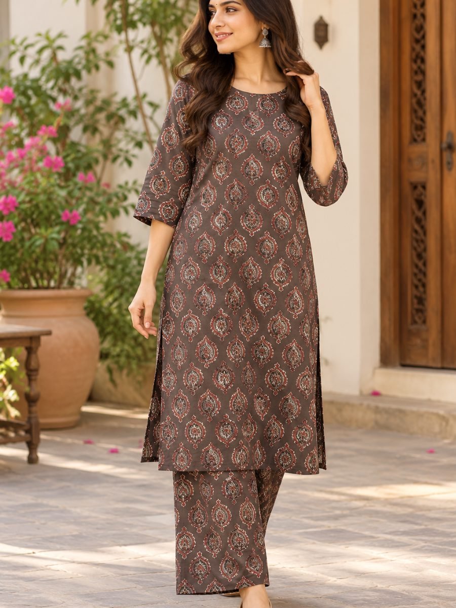 Zariya Ajrakh Printed Kurta Pant Set
